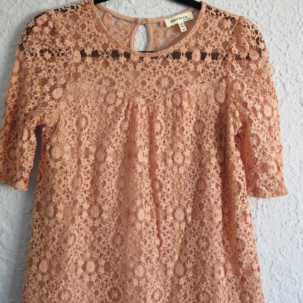 Monteau - 3/4 Sleeve Lace Top